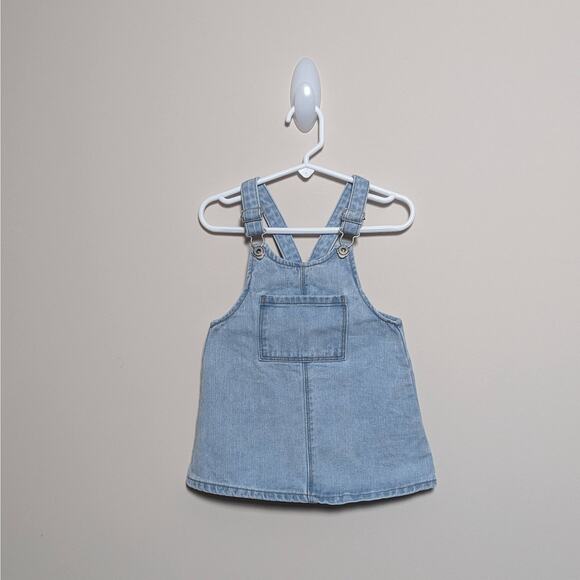 Zara Bleach Wash Denim Overall Dress Size 12/18m Jean Jumper - Picture 1 of 4